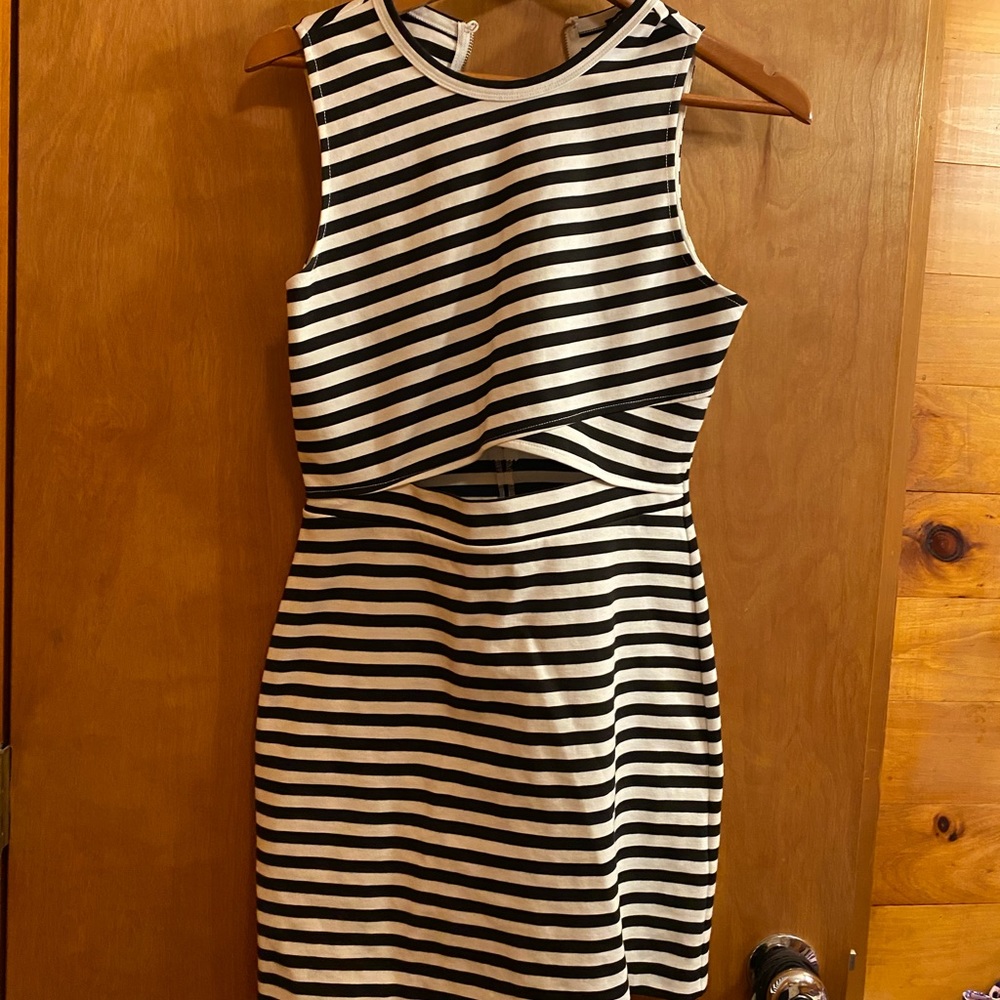 Express - Black & White Striped Dress - Size 8